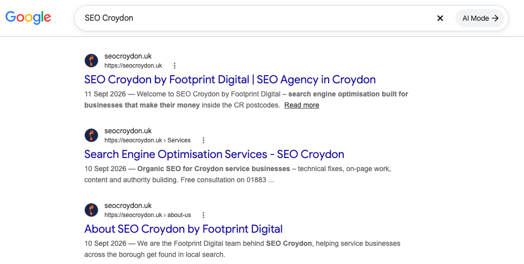 SEO Croydon Results